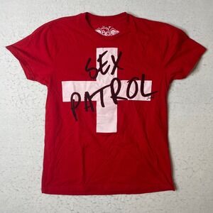 Lucky 7 Sex Patrol Graphic T Shirt Red Crew Neck Short Sleeve Men's Medium